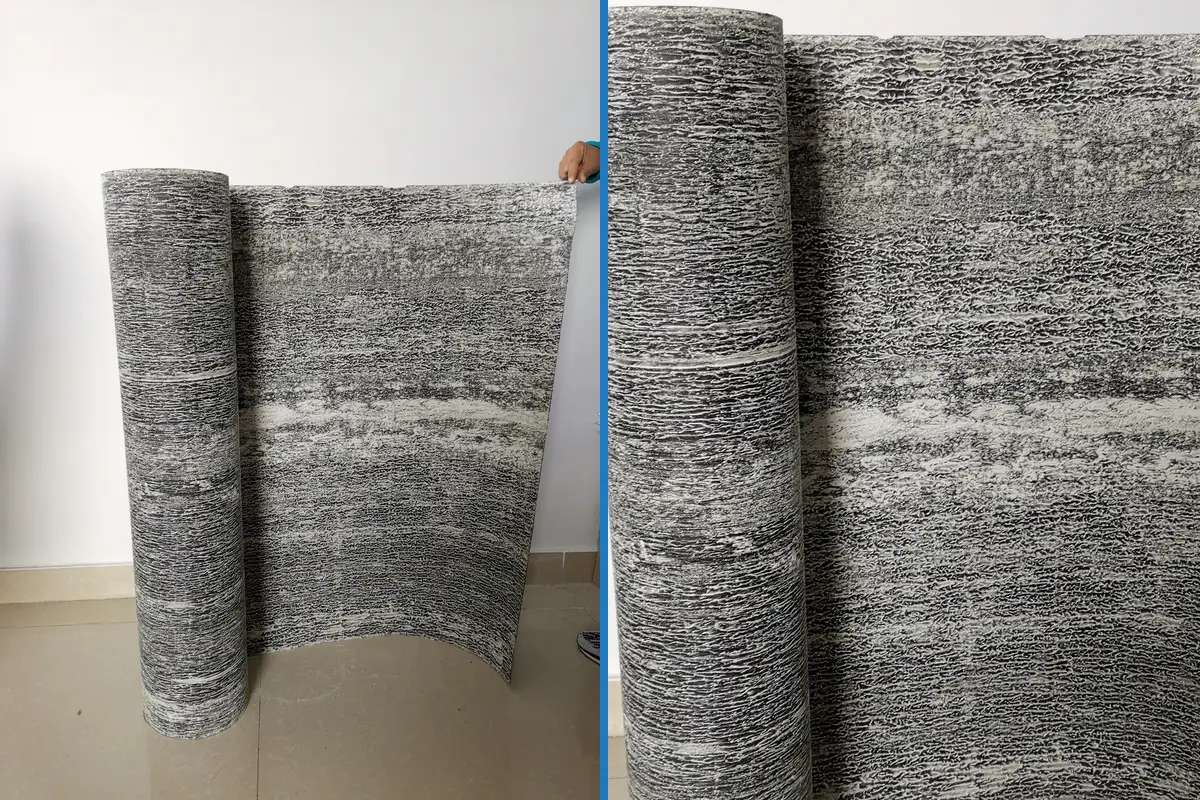 Detalhe real de feltro asfáltico com base de papel