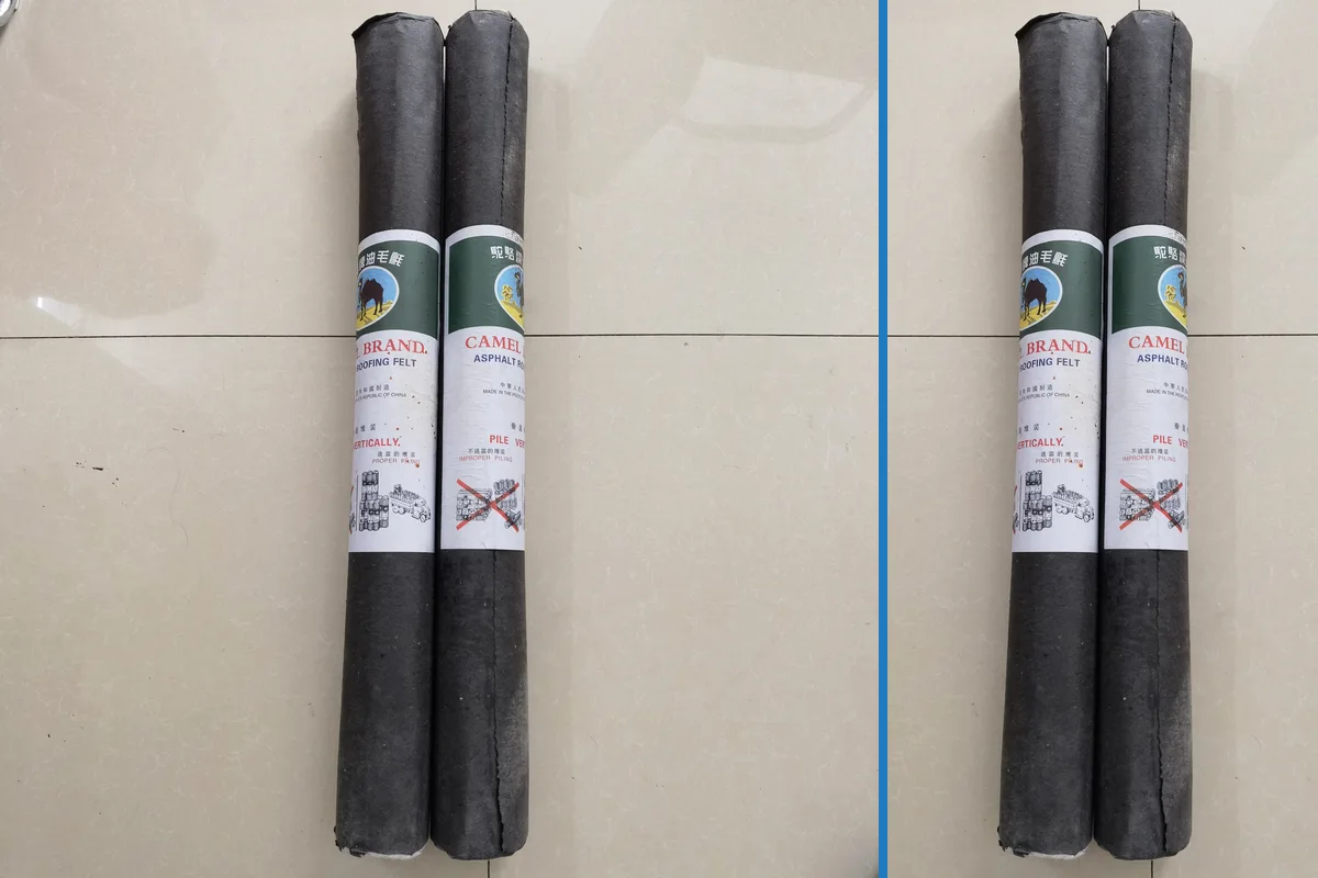 Stock réel de rouleaux de feutre bitumé pour fourniture en gros